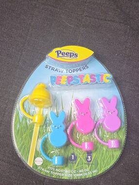 Peeps PEEPTASTIC Straw Toppers - Yellow, Blue, Pink